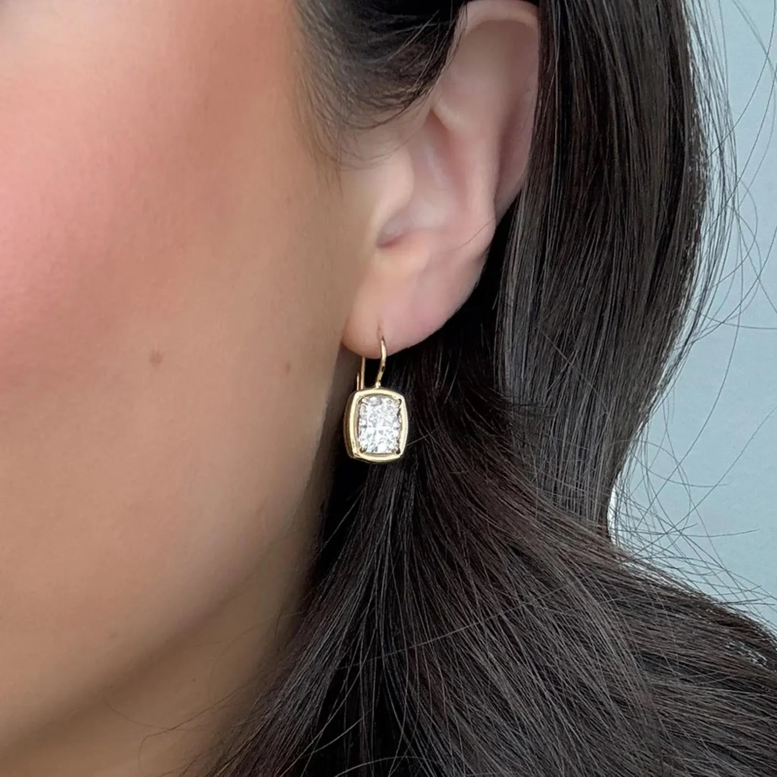 3.00 TCW Elongated Cushion Cut Moissanite Diamond Leverback Drop Earrings Elegant Gift