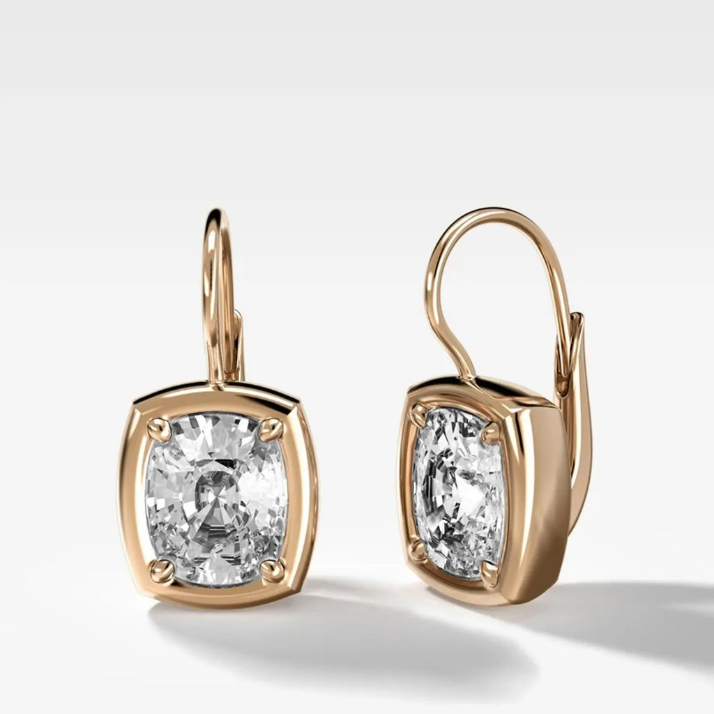 3.00 TCW Elongated Cushion Cut Lab Grown Diamond Leverback Drop Earrings Elegant Gift