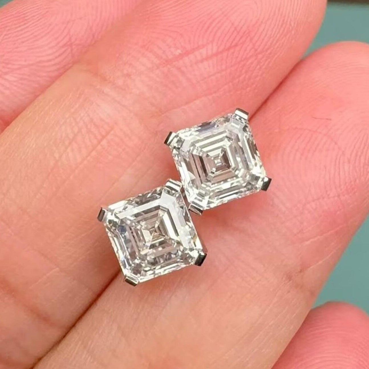 2.00 TCW Asscher Cut Lab Grown Diamond Stud Earring Dailywear Gift