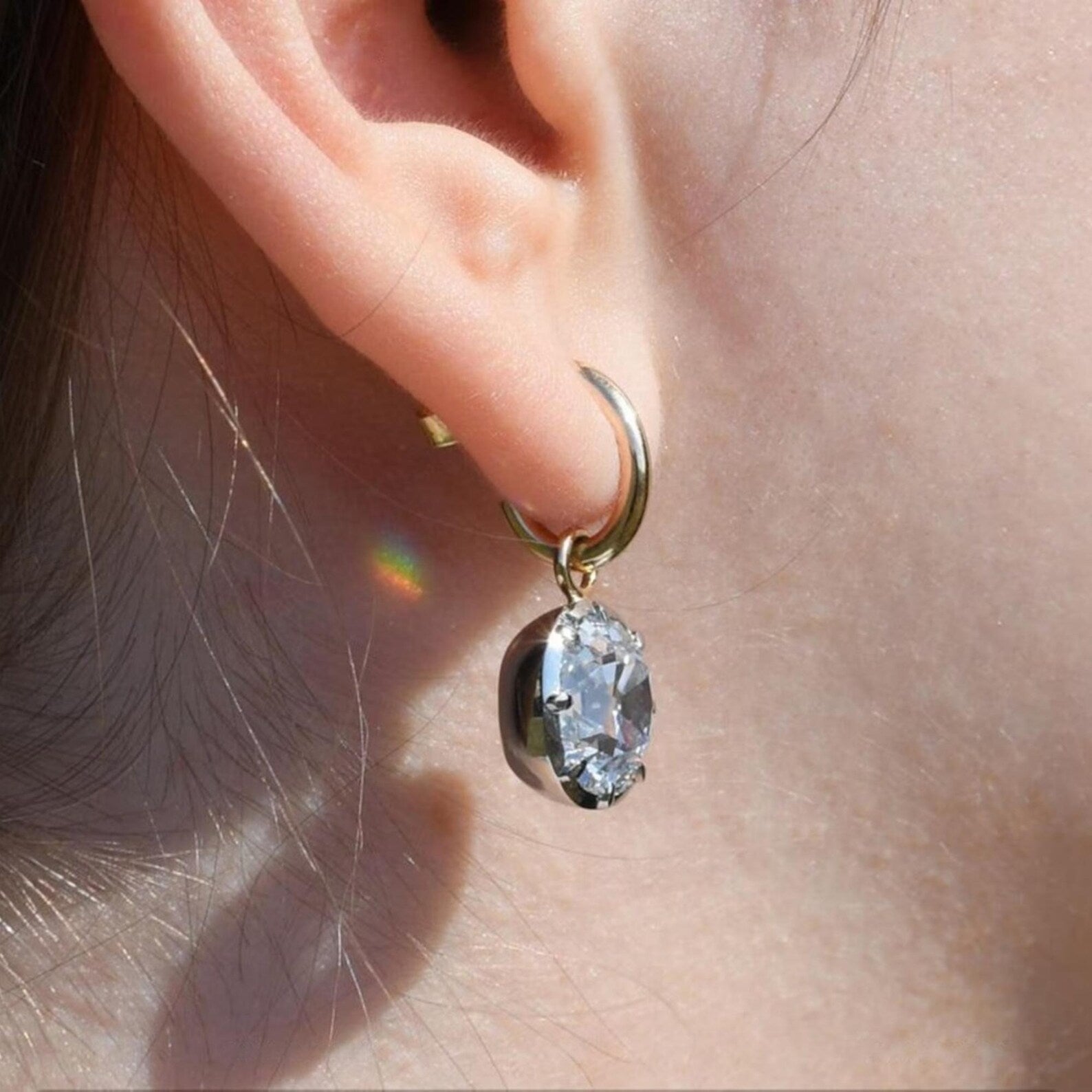 3.00 TCW Old Mine Cushion Cut Moissanite Diamond Hoop Drop Earring Bezel and Prong Dailywear Jewellery