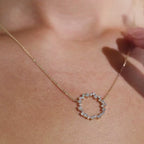 0.50 TCW Round Cut Lab Grown Diamond Circle Pendant Necklace Gold Jewelry