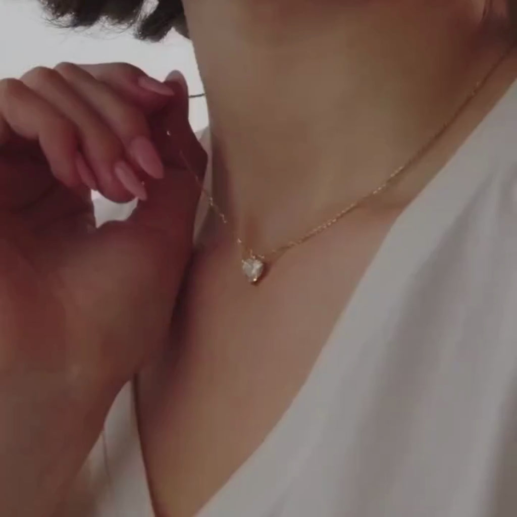 1.50 CT Heart Cut Lab Grown Diamond Necklace, Gold Solitaire Pendant Jewelry