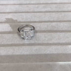 Emerald Cut Three Stone Moissanite Engagement Ring Trio Diamond Ring Gold Wedding Ring Past Present Future Ring Anniversary Ring