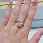 Oval Moissanite Engagement Ring Set Distance Pave Band Set Gold Bridal Wedding Ring Set