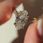 Oval Cut Lab Grown Engagement Ring Curve Band Solid Gold Wedding Ring