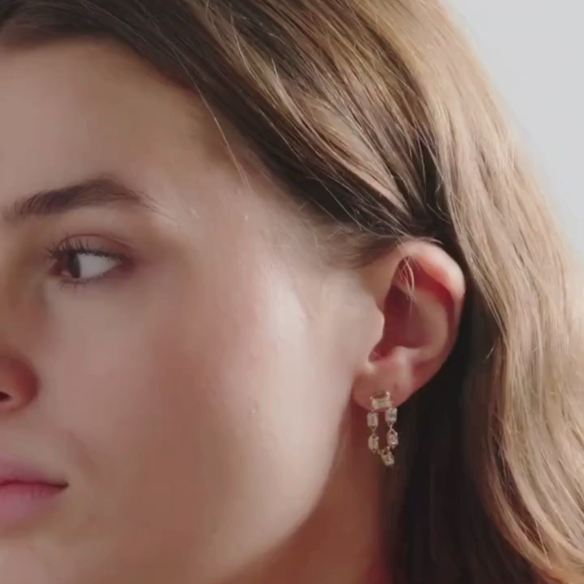 2.10 TCW Emerald Cut Moissanite Diamond Gold Drop Earrings