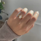 Pear Lab Grown Engagement Ring Tulip Set Solid Gold Wedding Ring Teardrop Anniversary Ring For Women Promise Ring Gift For Her