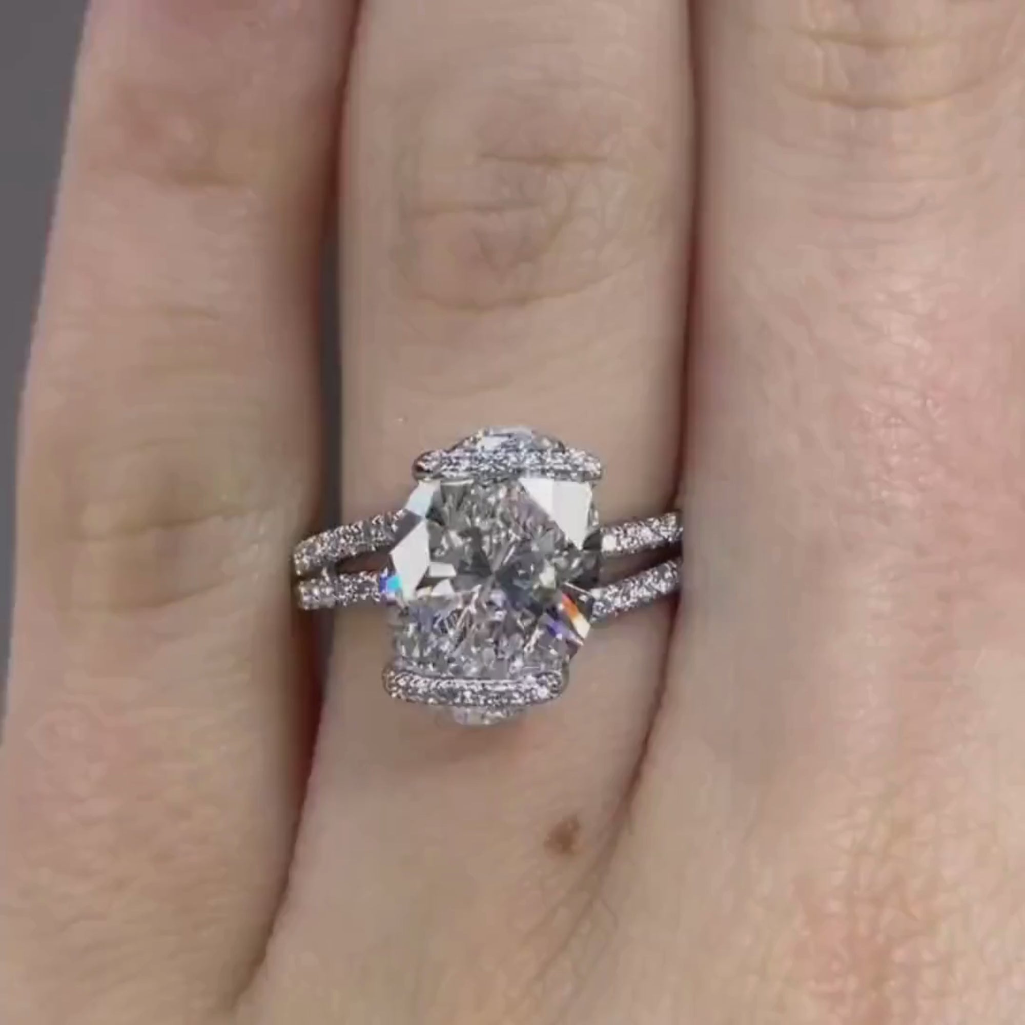 Oval Cut Moissanite Engagement Ring Hidden Halo Split Shank Ring  Wedding Ring Anniversary Rings For Women Promise Ring