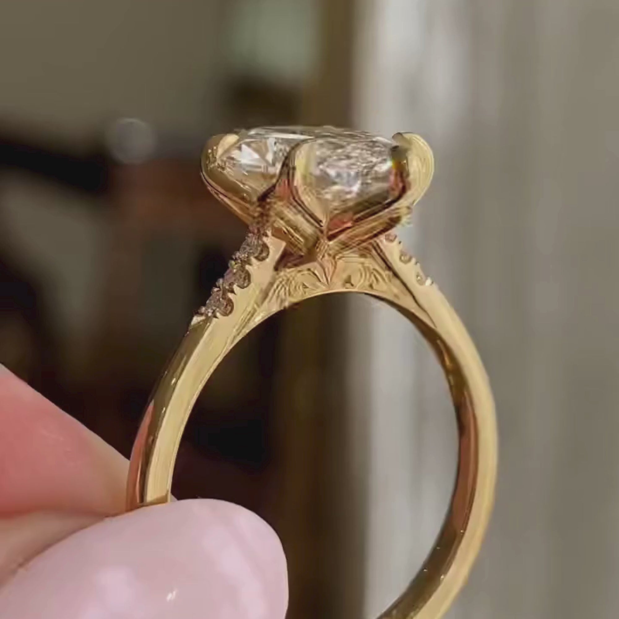 Marquise Cut Lab Grown Engagement Ring Tulip Set Ring  Wedding Rings For Women Promise Ring Anniversary Gift For Her