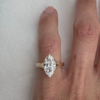 Marquise Lab Grown Diamond Engagement Ring Vintage Engraved Yellow Gold