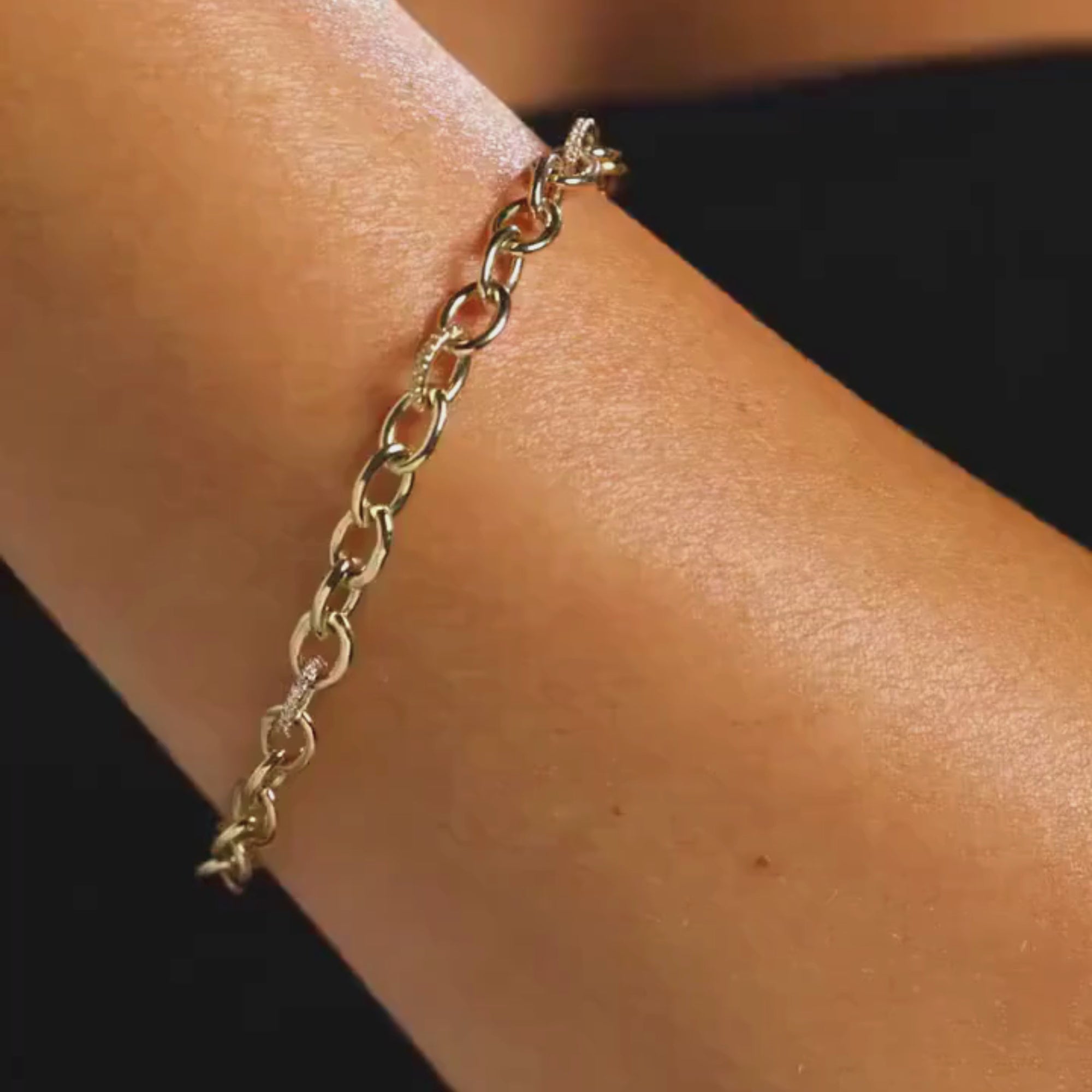0.56 TCW Round Moissanite Diamond Gold Link Bracelet Minimalist Jewelry