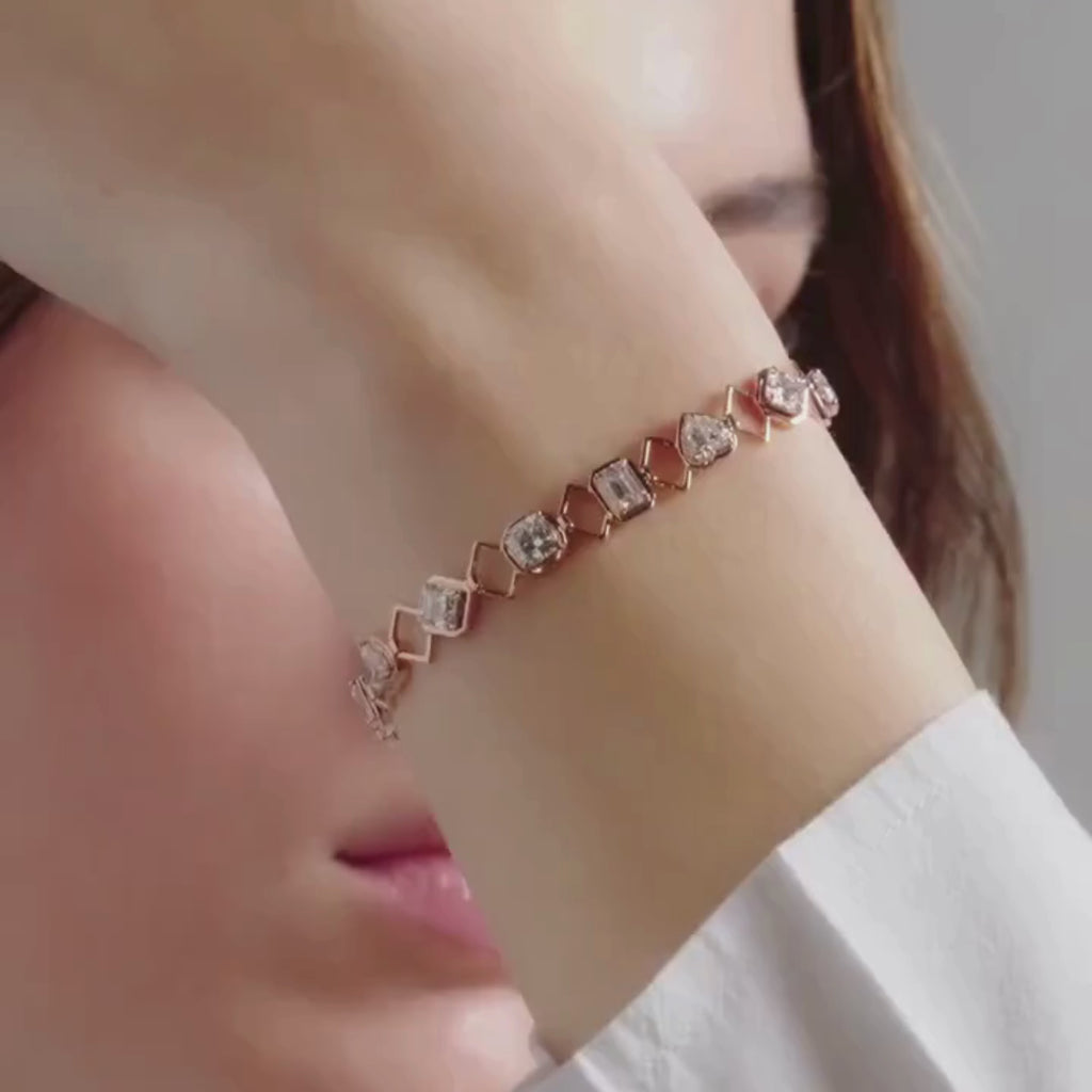 8.00 TCW Multi Stone Lab Diamond Tennis Bracelet Zig Zag Jewelry