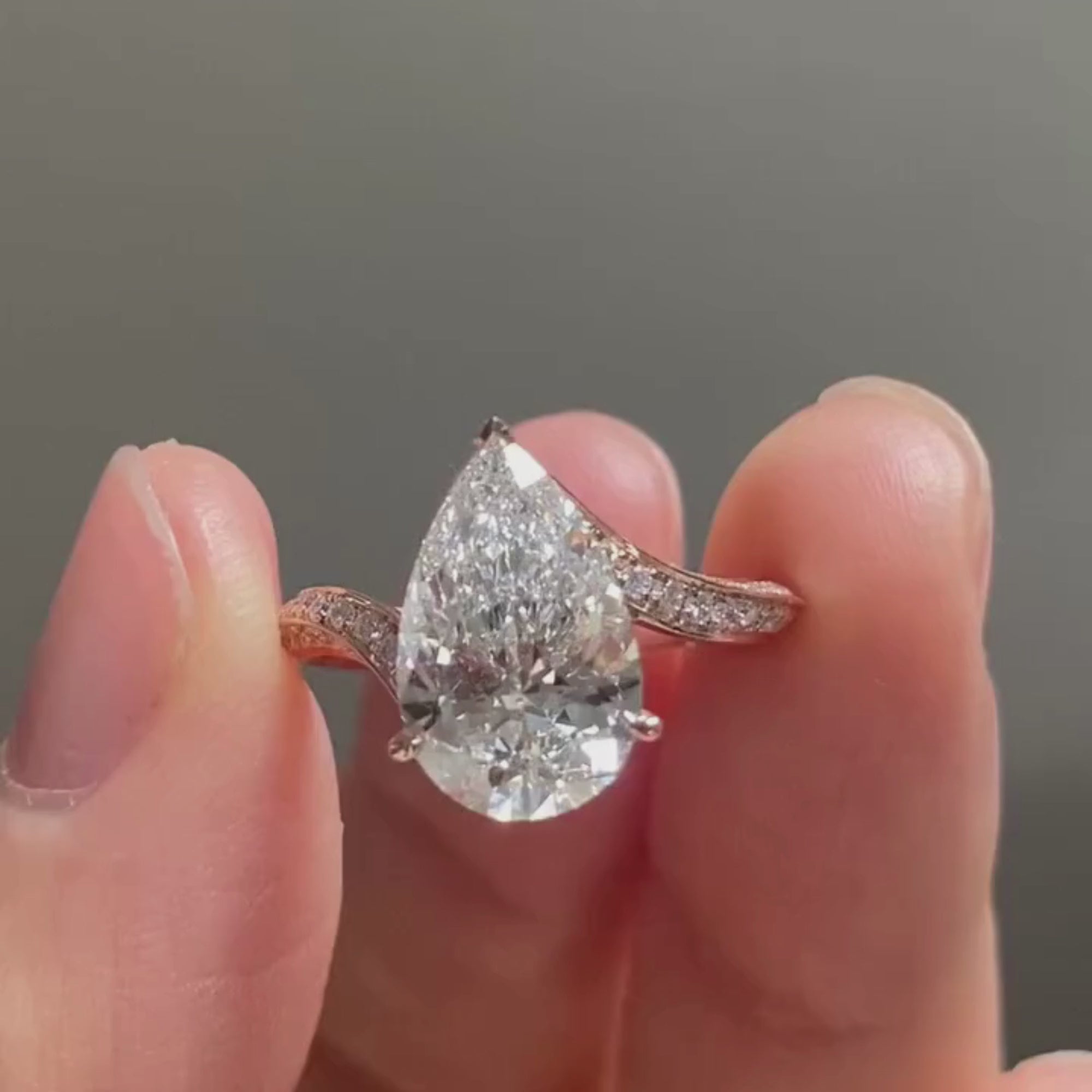 Pear Lab Grown Engagement Ring Unique Style Wedding Ring