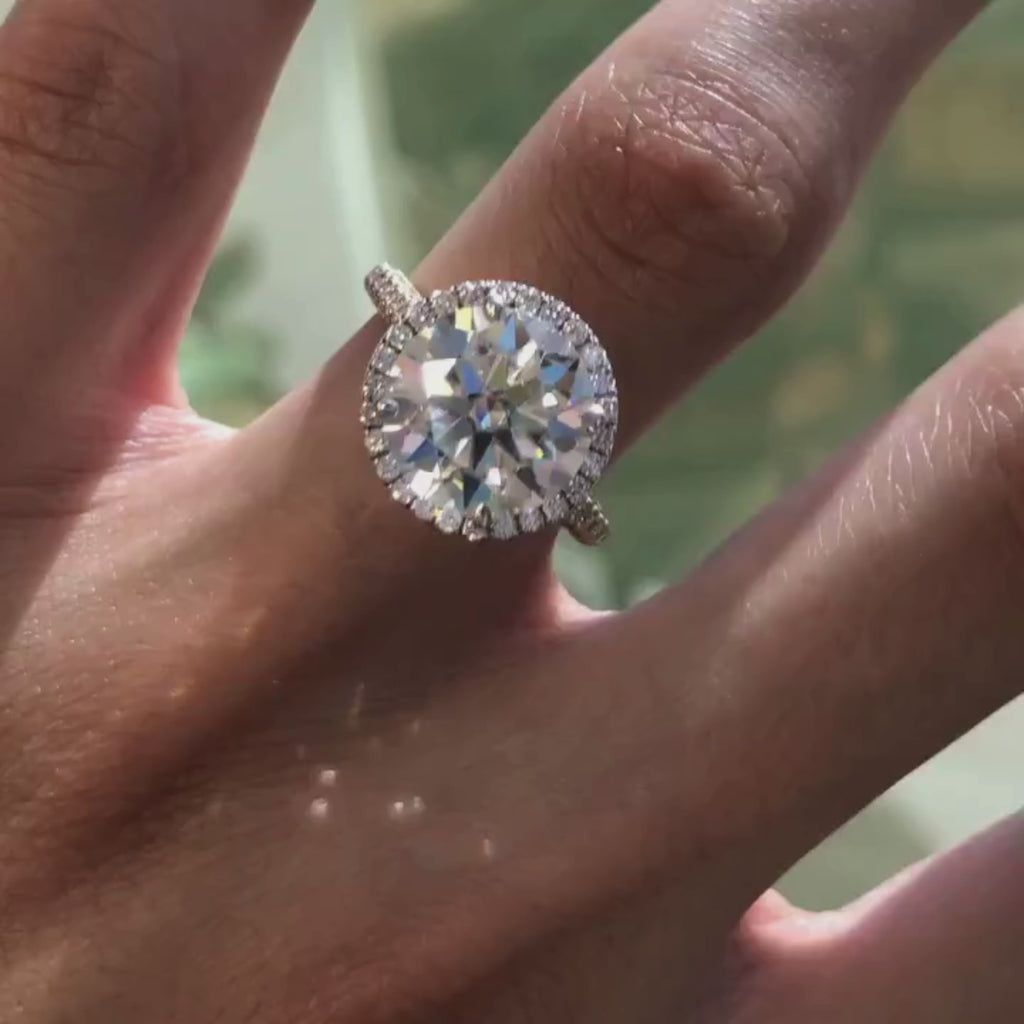 Round Cut Halo Set Moissanite Engagement Ring Hidden Halo Solid Gold Wedding Ring For Girls Anniversary Ring Handmade Promise Ring
