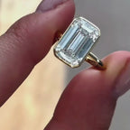 Bezel Set  Emerald Cut Lab Grown Engagement Ring  Solitaire Ring Wedding Ring Anniversary Rings For Women Promise Ring