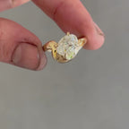 Oval Curve Band Lab Grown Engagement Ring East West Solitaire Gold Wedding Ring
