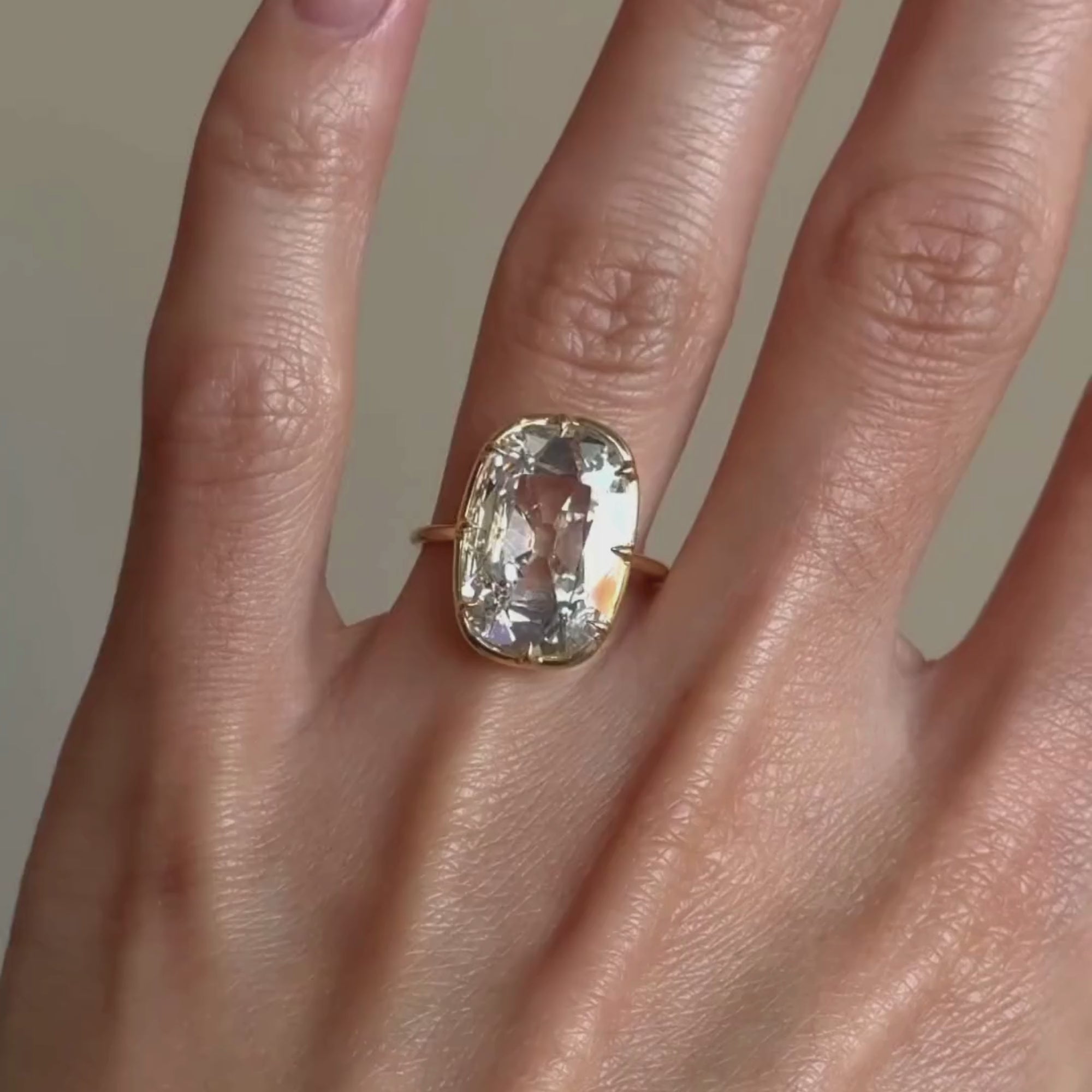 Old Mine Elongated Cushion Moissanite Engagement Ring Bezel Set Gold Wedding Ring