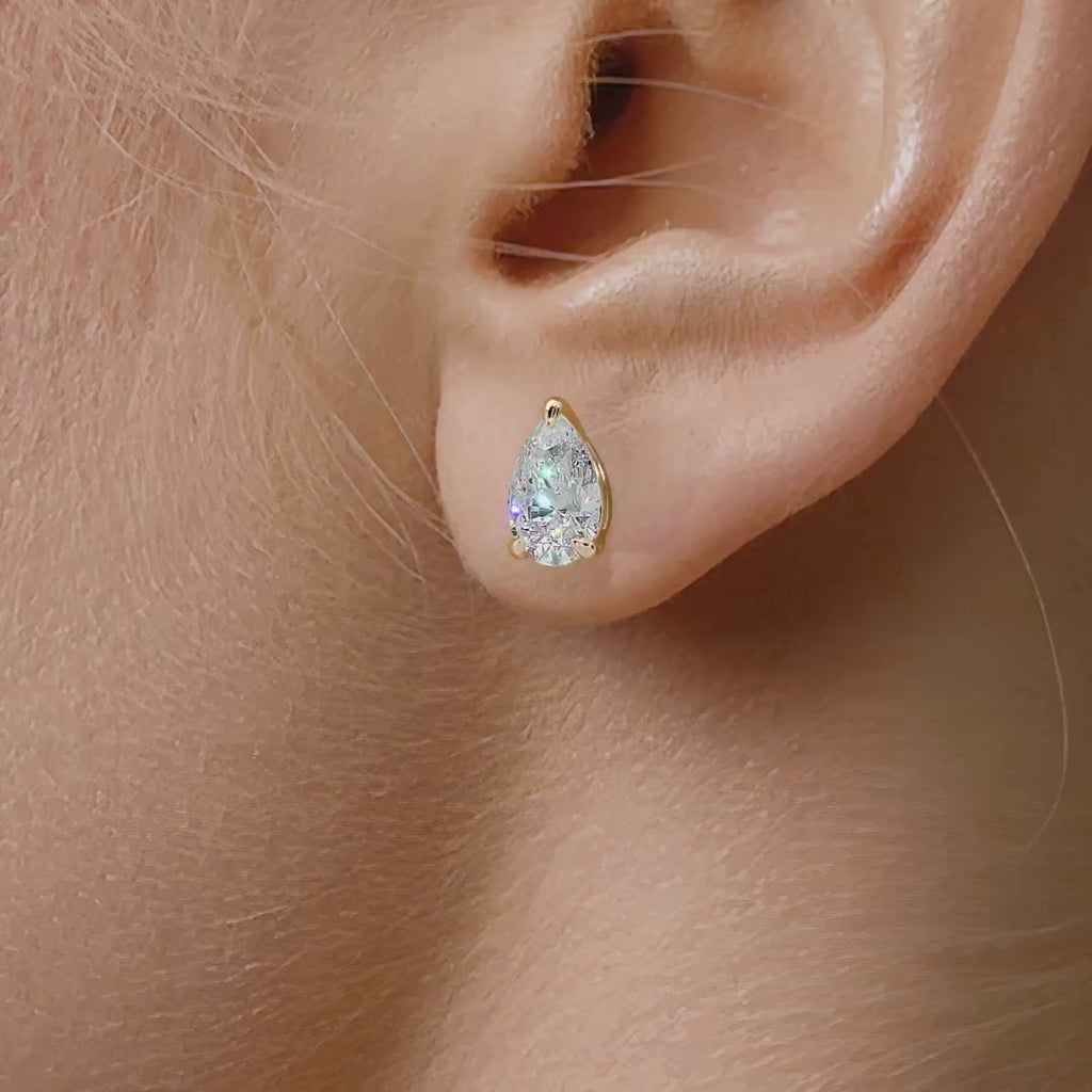 Dainty 2.00 TCW Pear Lab Diamond Stud Earrings Elegant Teardrop Design
