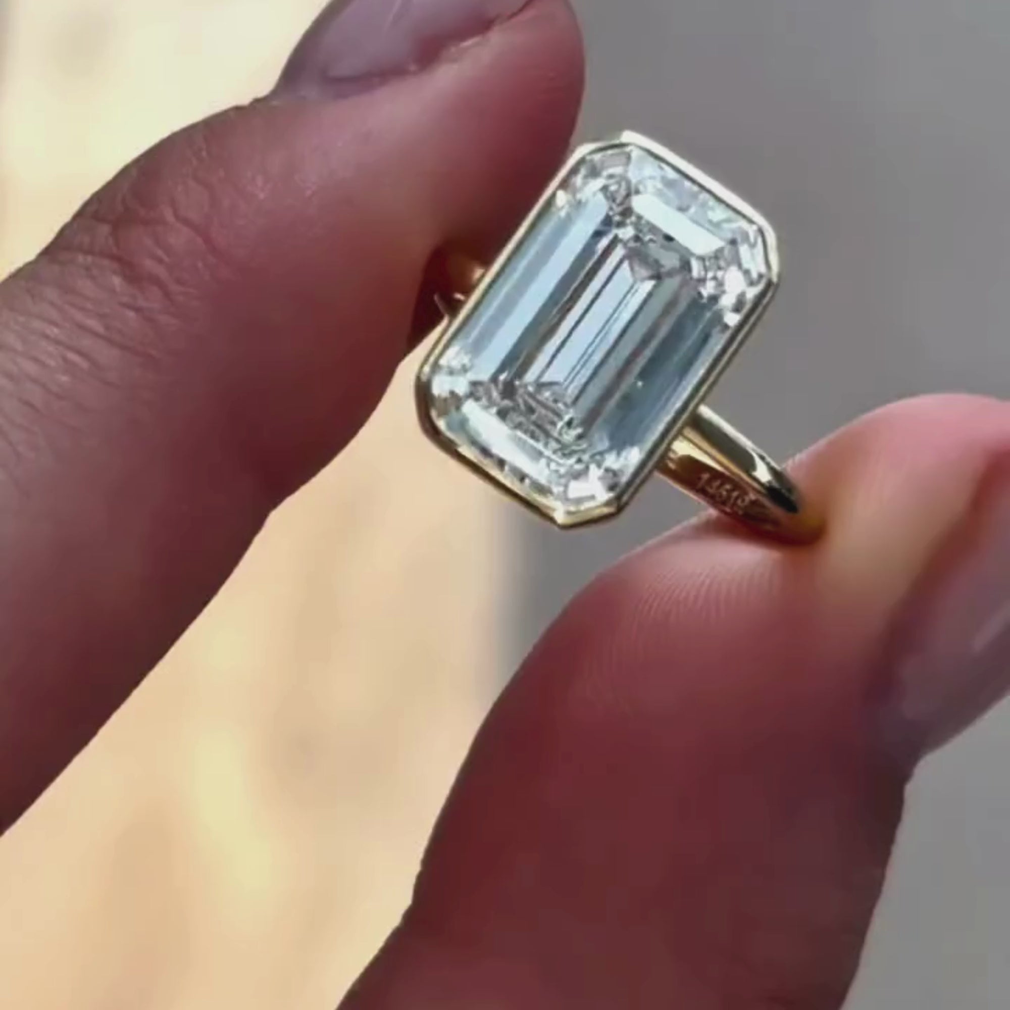 Bezel Set  Emerald Cut Moissanite Engagement Ring  Solitaire Ring Wedding Ring Anniversary Rings For Women Promise Ring