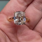 Old Mine Elongated Cushion Moissanite Engagement Ring Gold Solitaire Wedding Ring