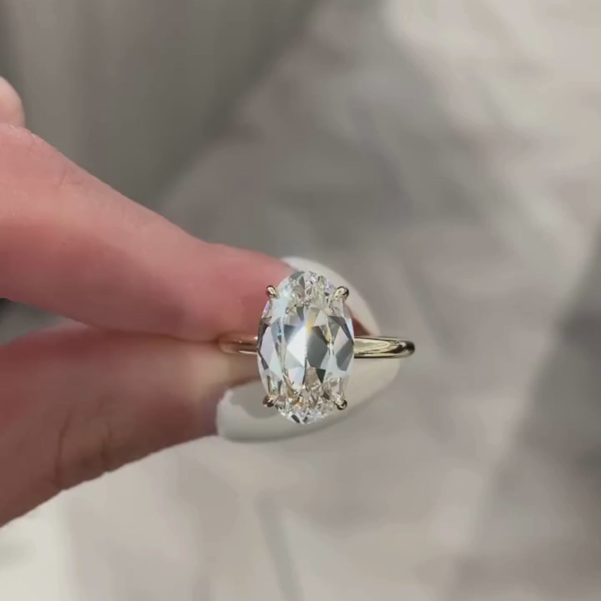 Old Mine Oval Moissanite Engagement Ring Gold Solitaire Wedding Anniversary Ring