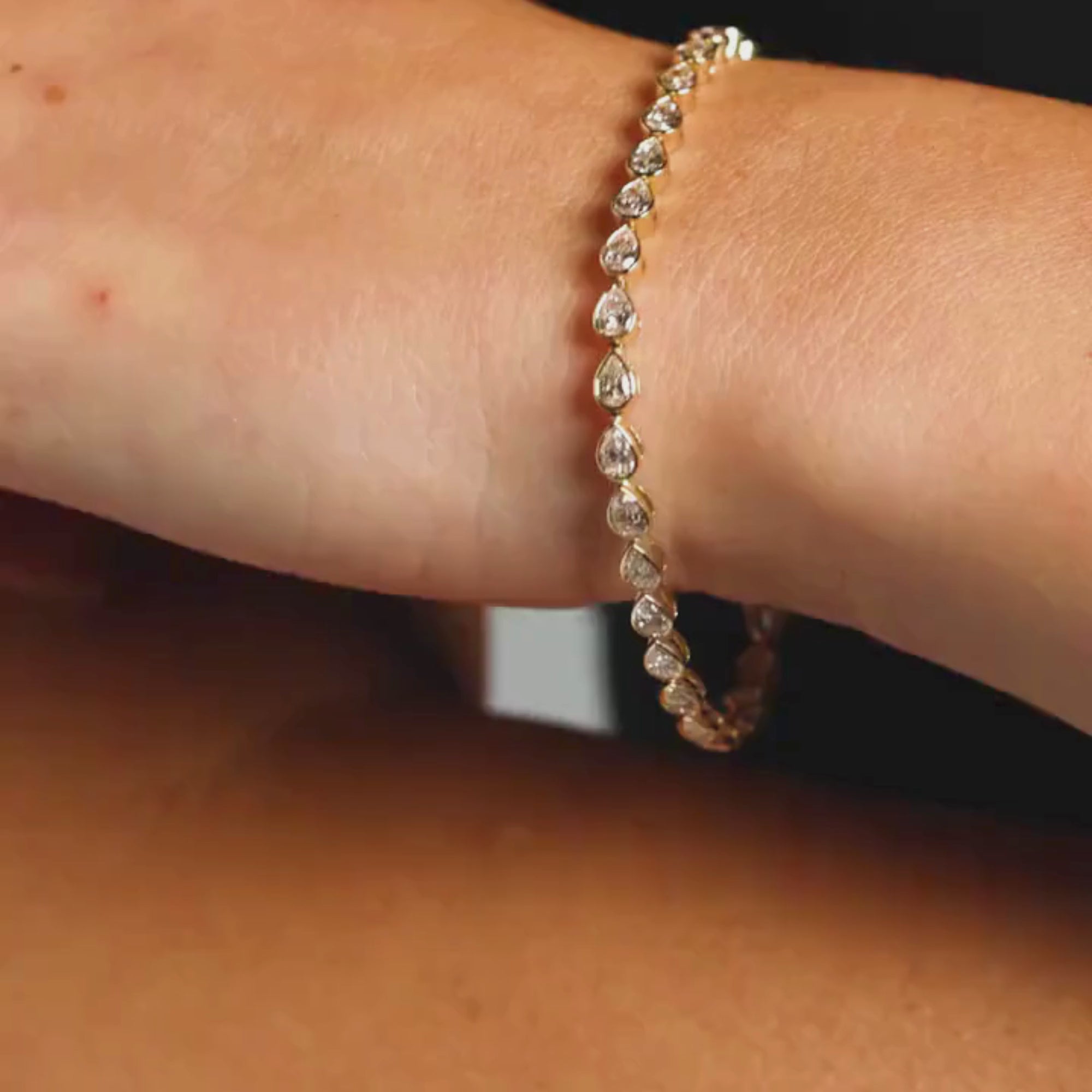 4.30 TCW Pear Moissanite Bracelet Gold Bezel Setting Jewellery