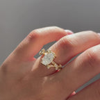 Leap Floral Oval Lab Grown Engagement Ring Art Deco Gold Vintage Wedding Ring