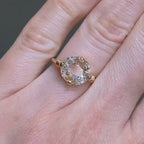 Cushion Rose Cut Moissanite Engagement Ring Unique Gold Solitaire Wedding Ring