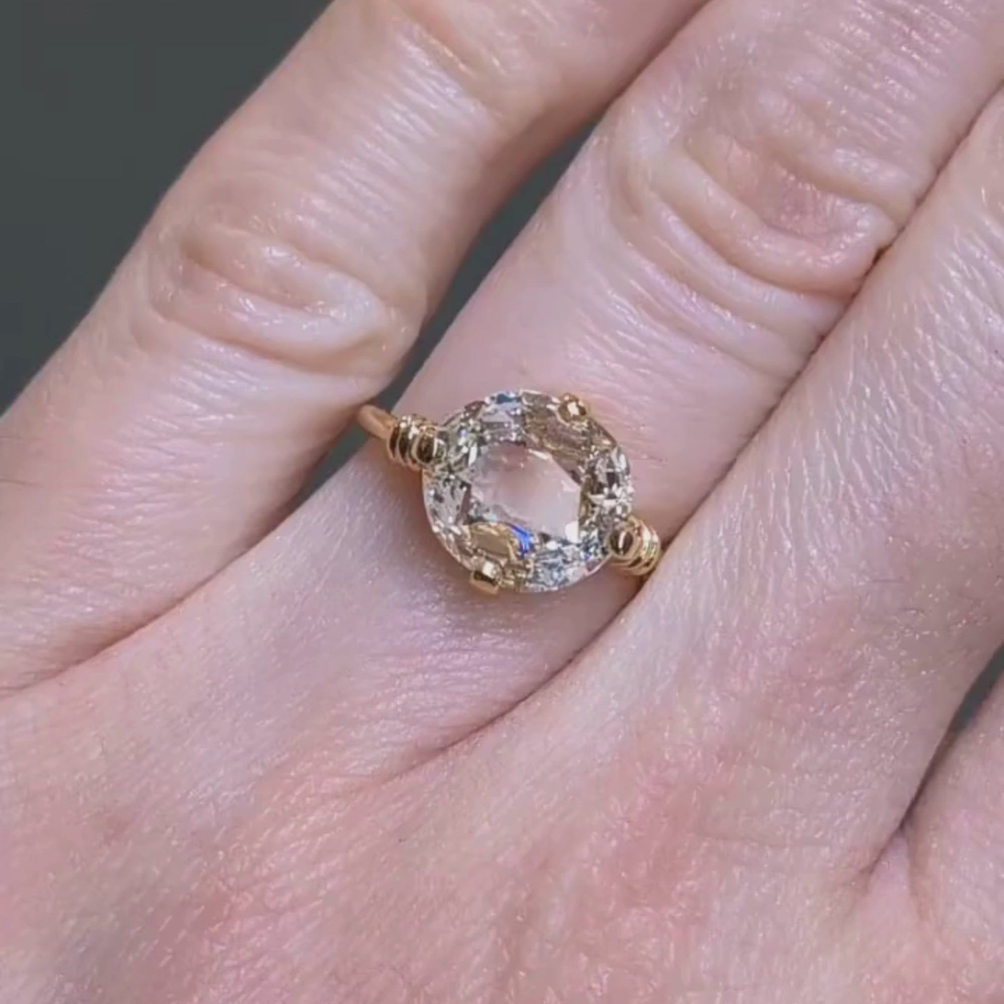 Cushion Rose Cut Moissanite Engagement Ring Unique Gold Solitaire Wedding Ring