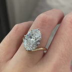 Oval Moissanite Diamond Engagement Ring Two Tone Gold Hidden Halo Bridal Ring