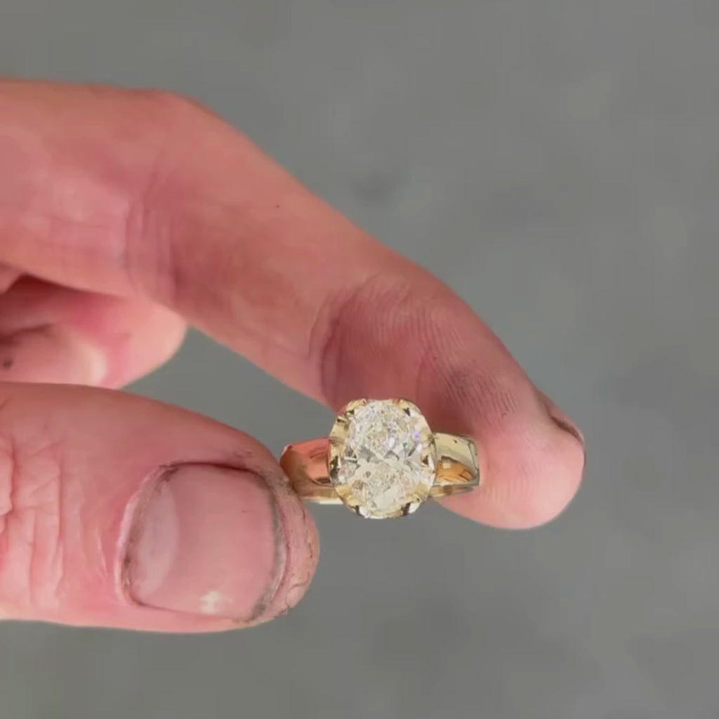 Oval Cut Lab Grown Engagement Ring Solitaire Gold Wedding Ring