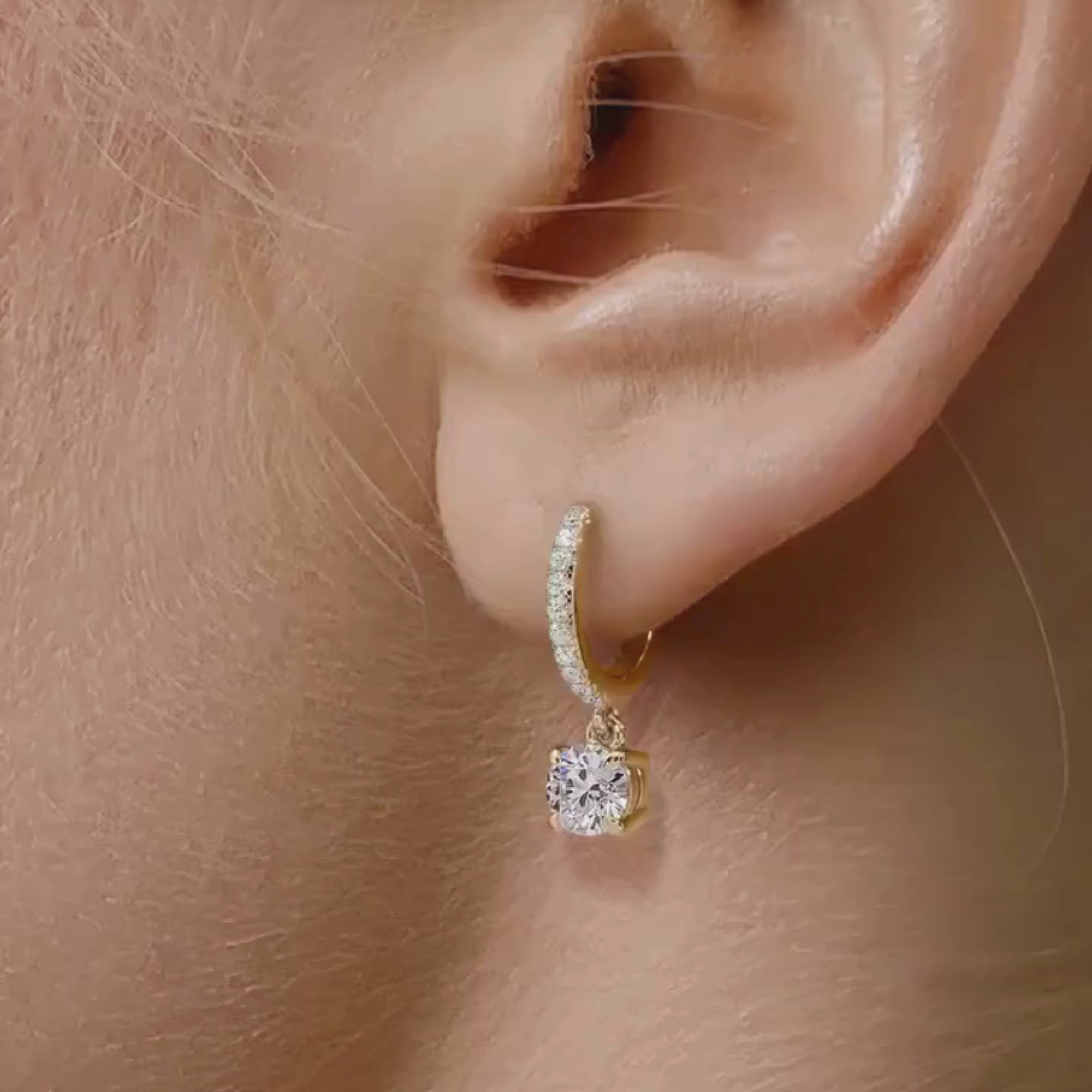 1.20 TCW Round Cut Lab-Grown Diamond Huggie Drop Earring