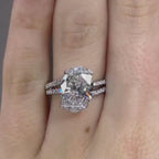 Oval Cut Lab Grown Engagement Ring Hidden Halo Split Shank Ring  Wedding Ring Anniversary Rings For Women Promise Ring