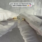 Oval Cut Lab Grown Engagement Ring Tulip Set Gold Vintage inspired Ring