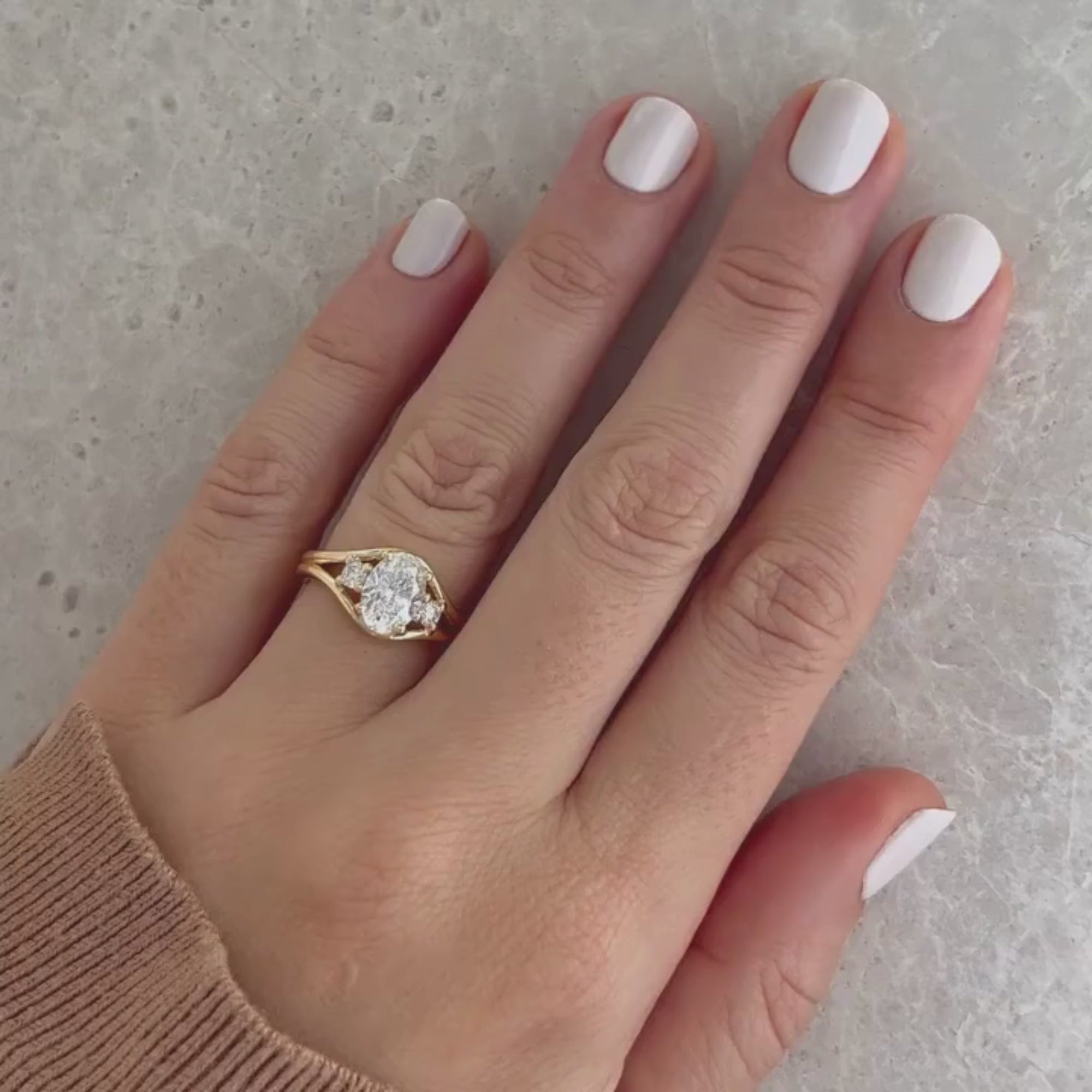 Thee Stone Oval Cut Moissanite Engagement Ring Gold Wedding Ring For Women Past Present Future Ring Anniversary Ring Promise Ring