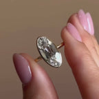 Old Mine Elongated Oval Moissanite Bezel Set Engagement Ring  Solitaire Ring Wedding Ring Anniversary Ring