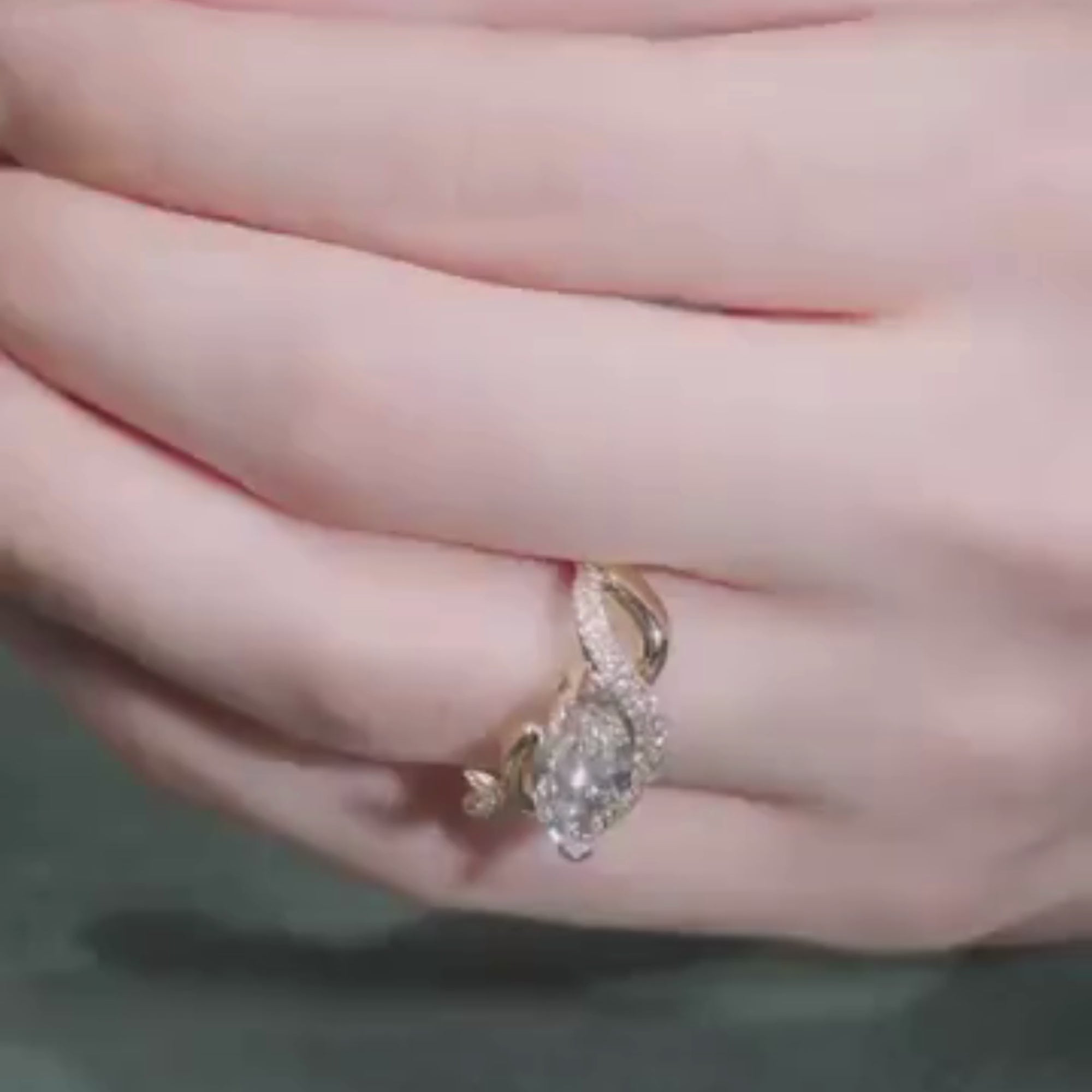Marquise Moissanite Bridal Engagement Ring Nature Inspired Gold Wedding Ring
