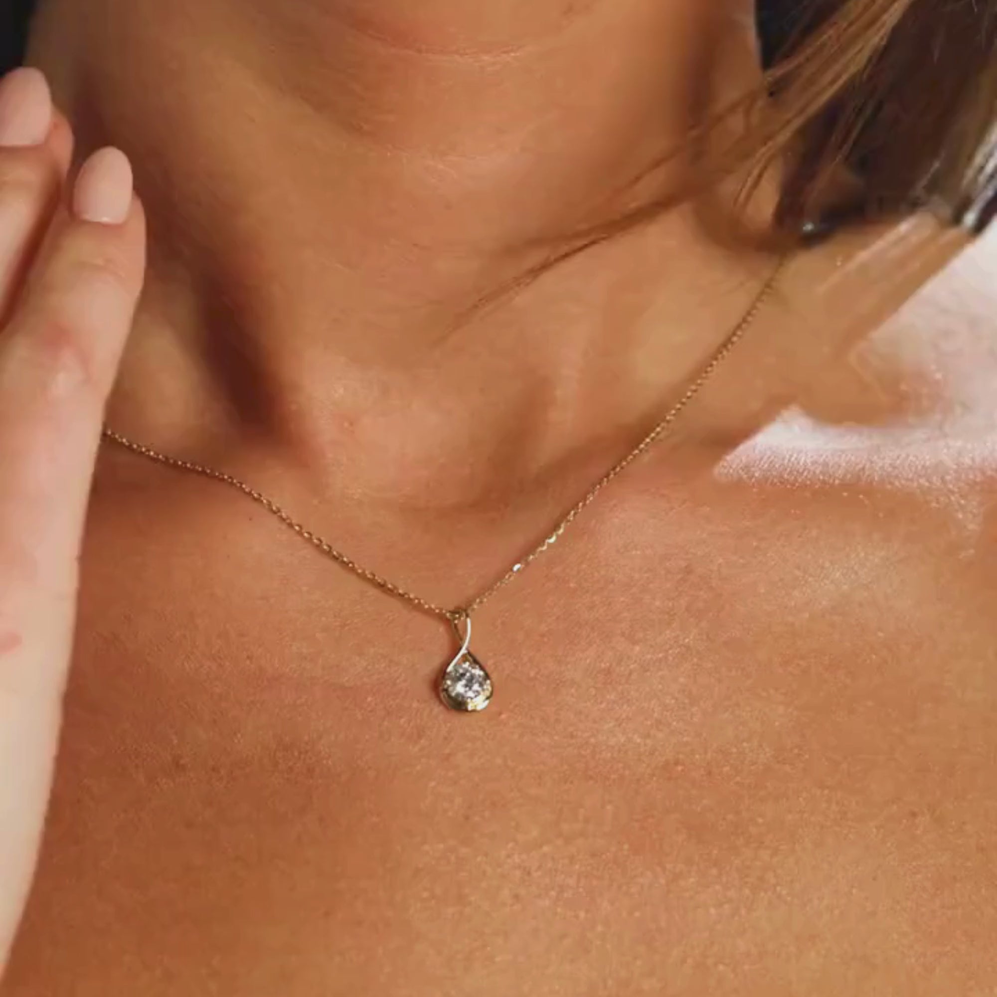 0.50 CT Round Lab Grown Diamond Gold Necklace, Solitaire Pendant, Minimalist Twist Design, Dainty Wedding Gift Jewelry