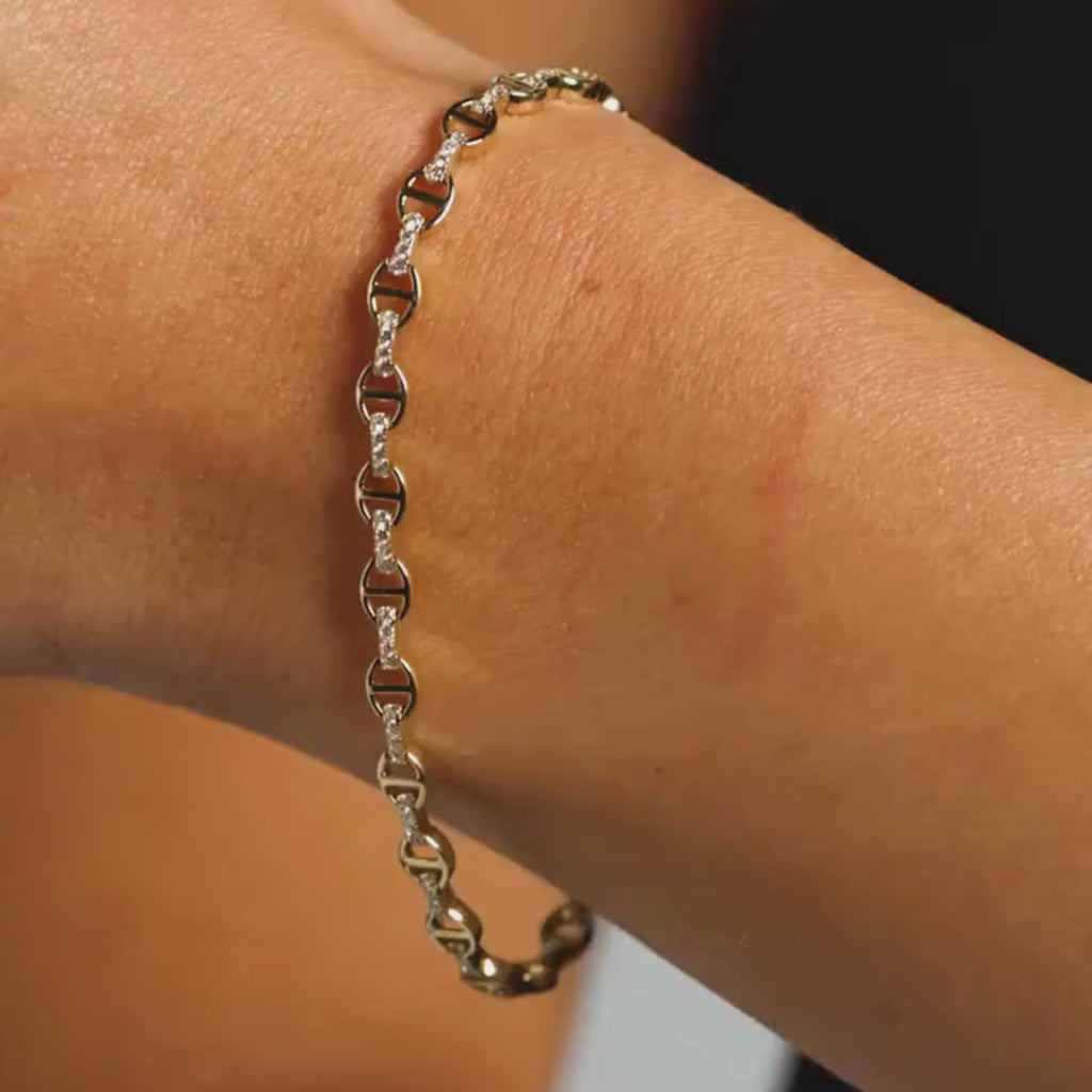 0.70 TCW Round Lab Grown Diamond Link Bracelet Minimalist Jewelry