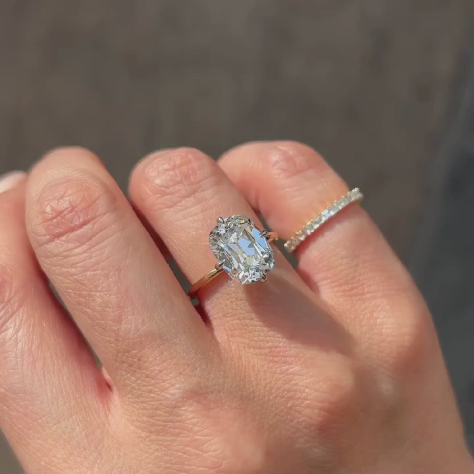 Old Mine Elongated Cushion Lab Grown Engagement Ring Gold Vintage Wedding Anniversary Ring