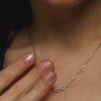0.44 TCW Round Lab Grown Diamond Gold Necklace, Minimalist Halo Station Pendant, Dainty Anniversary Gift Jewelry