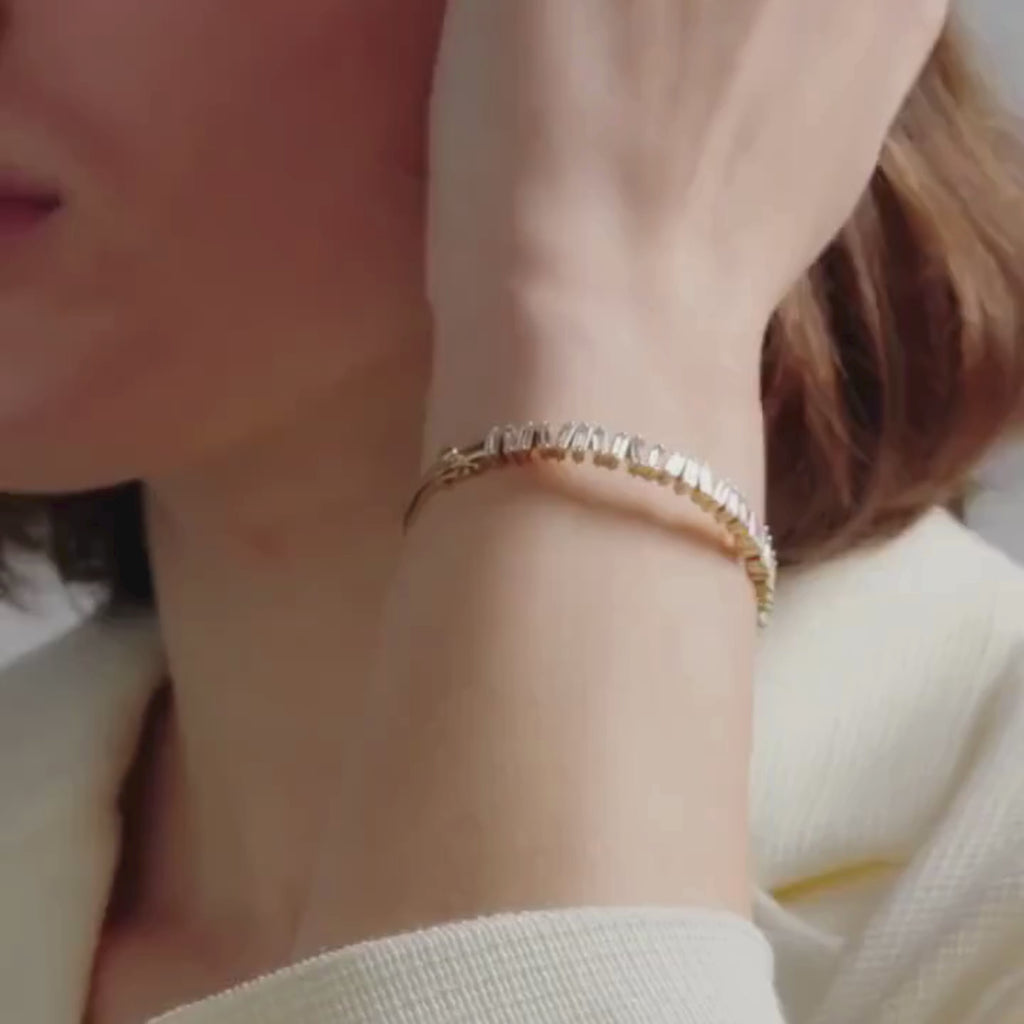 3.00 TCW Baguette Moissanite Diamond Bangle Bracelet: Modern Eternity