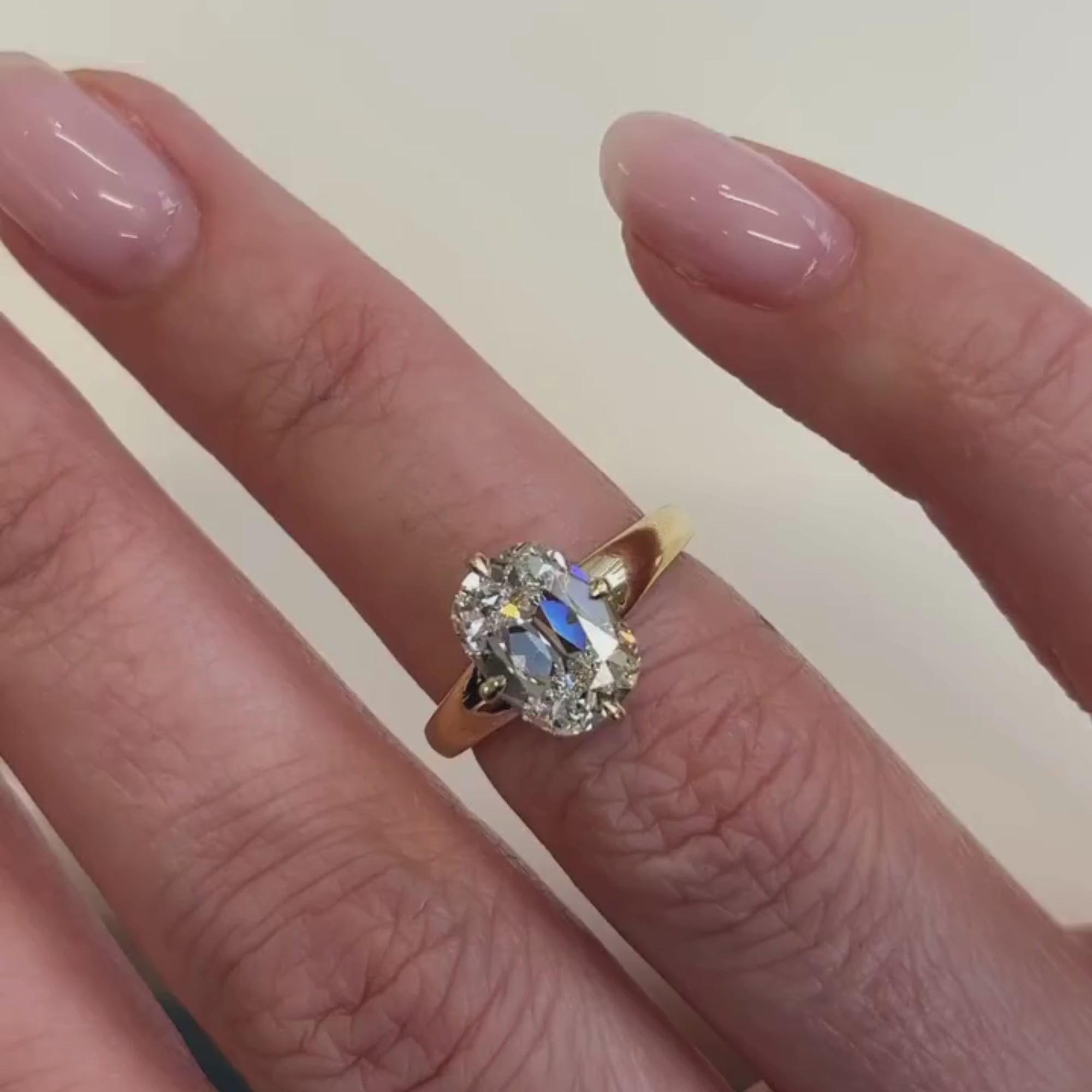 Old Mine  Elongated Cushion Antique Lab Grown Engagement Ring Unique  Gold Wedding Ring