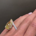 Champagne Yellow Pear Cut Lab Grown Engagement Ring  Wedding Ring Color Stone Ring Anniversary Rings For Women Teardrop Ring