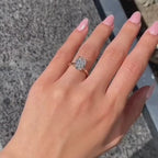 Oval Cut Lab Grown Engagement Ring Hidden Halo Solitaire Ring  Wedding Ring Anniversary Rings For Women Promise Ring