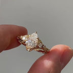 Pear Cut Moissanite Engagement Ring Solid Gold Vintage inspired Wedding Ring