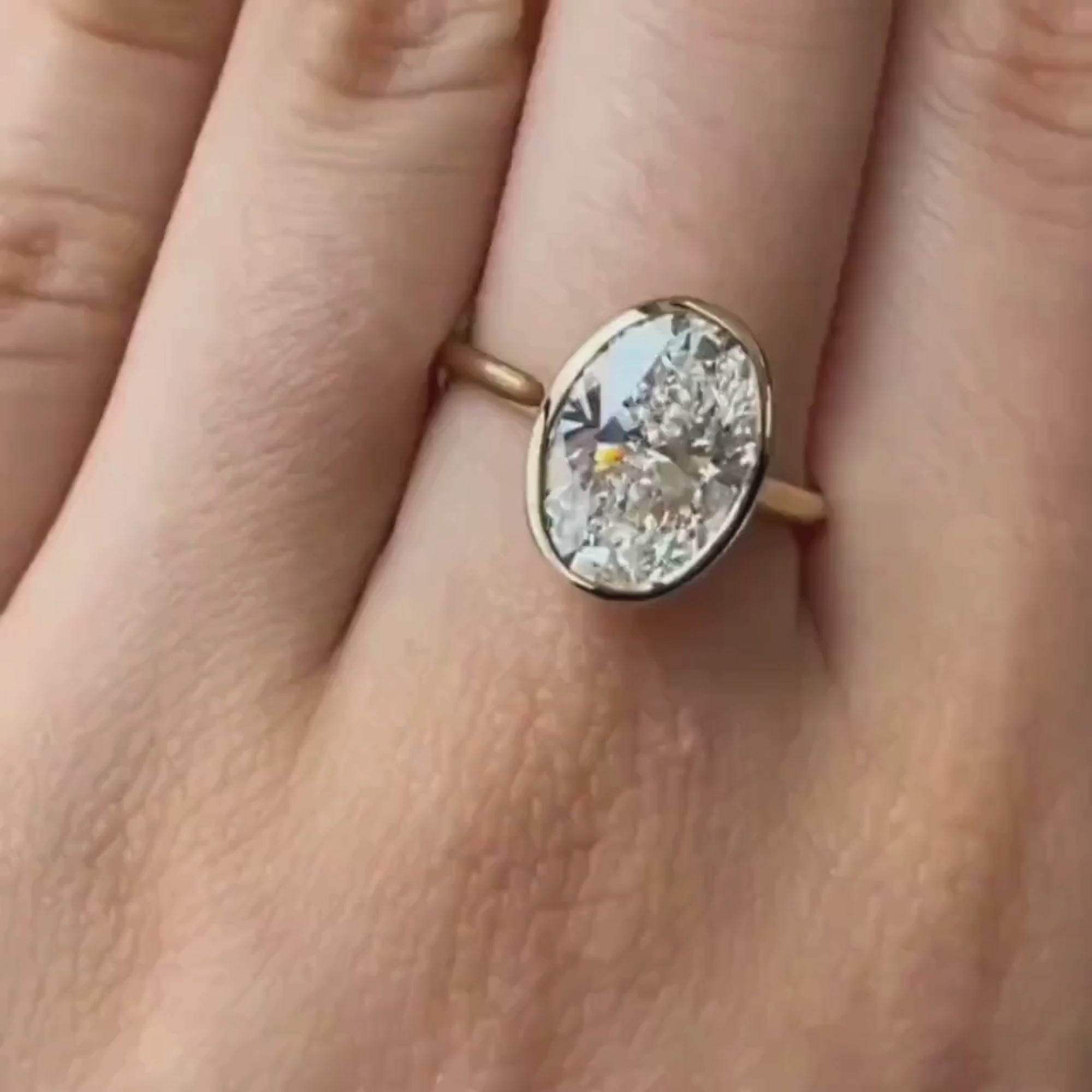 Bezel Set  Oval Cut Lab Diamond Engagement Ring  Wedding Ring Lab Grown Ring Anniversary Ring For Women