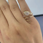 Snake Pear Cut Lab Gown Engagement Ring Spiral Snake Ring, Wrap Around Ring, Serpent Viper Open Ring, Animal Wrap Ring