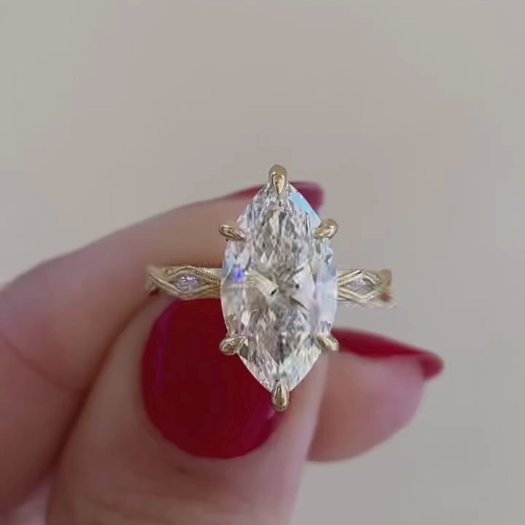 Marquise Cut Lab Grown Engagement Ring Wedding Rings For Women Anniversary Gift For Her Bridal Handmade Promise Ring