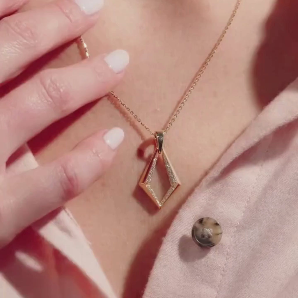 0.38 TCW Round Cut Lab Grown Diamond Gold Geometric Pendant Necklace Gift for Her